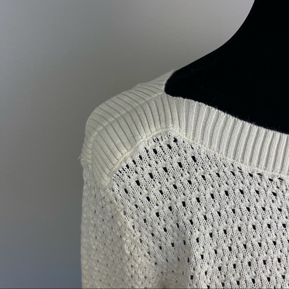 Tommy Hilfiger Open Knit Cotton 3/4 sleeve sweater top boat neck size S - Picture 4 of 14